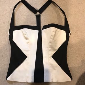 Bebe Black and White Bustier Top